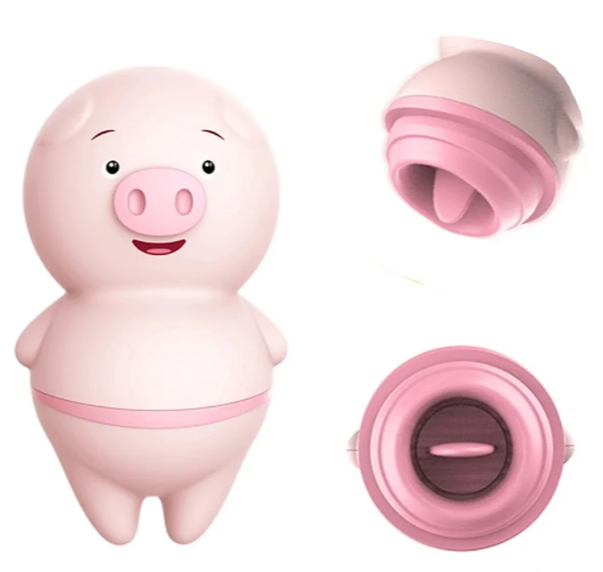 Porquinho vibrador e detalhe da língua