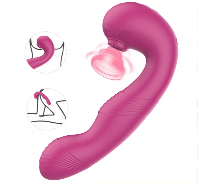 Vibrador 3 em 1 com funções de sucção e rotação