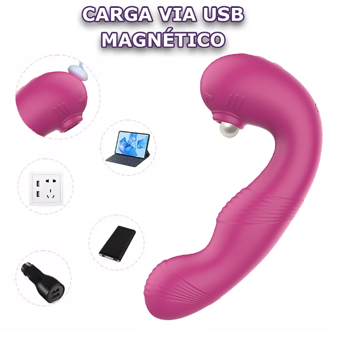 Vibrador 3 em 1 com carga USB magnética