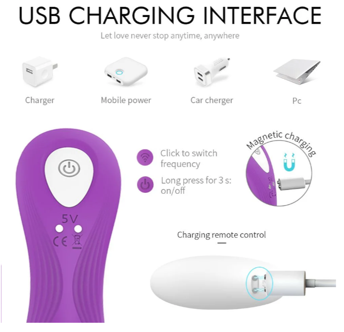 Carregamento USB do vibrador e do controle