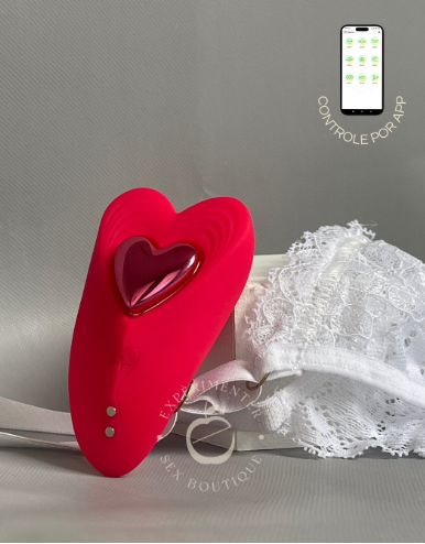 Vibrador de calcinha vermelho em formato de coração