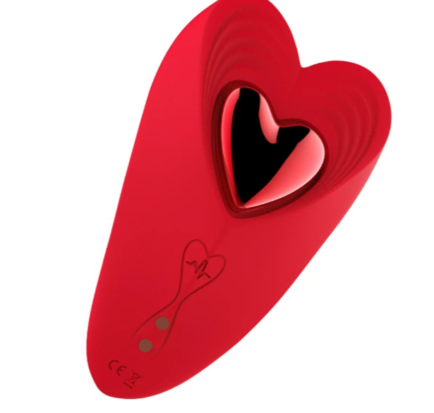 Vibrador de calcinha em formato de coração, vista frontal