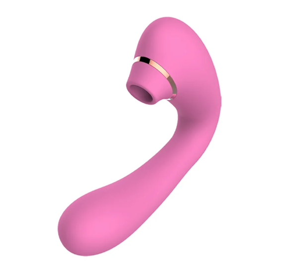 Vibrador dobrável rosa com sugador de clitóris