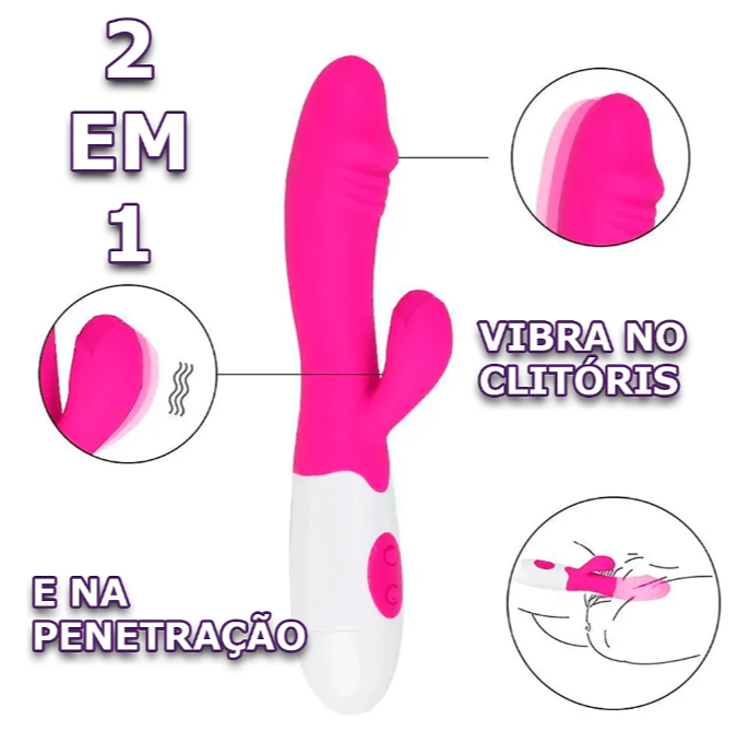 Vibrador 2 em 1 com estímulo no clitóris