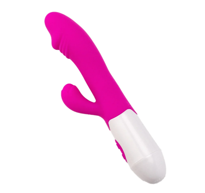 Vibrador rosa com estimulador de clitóris